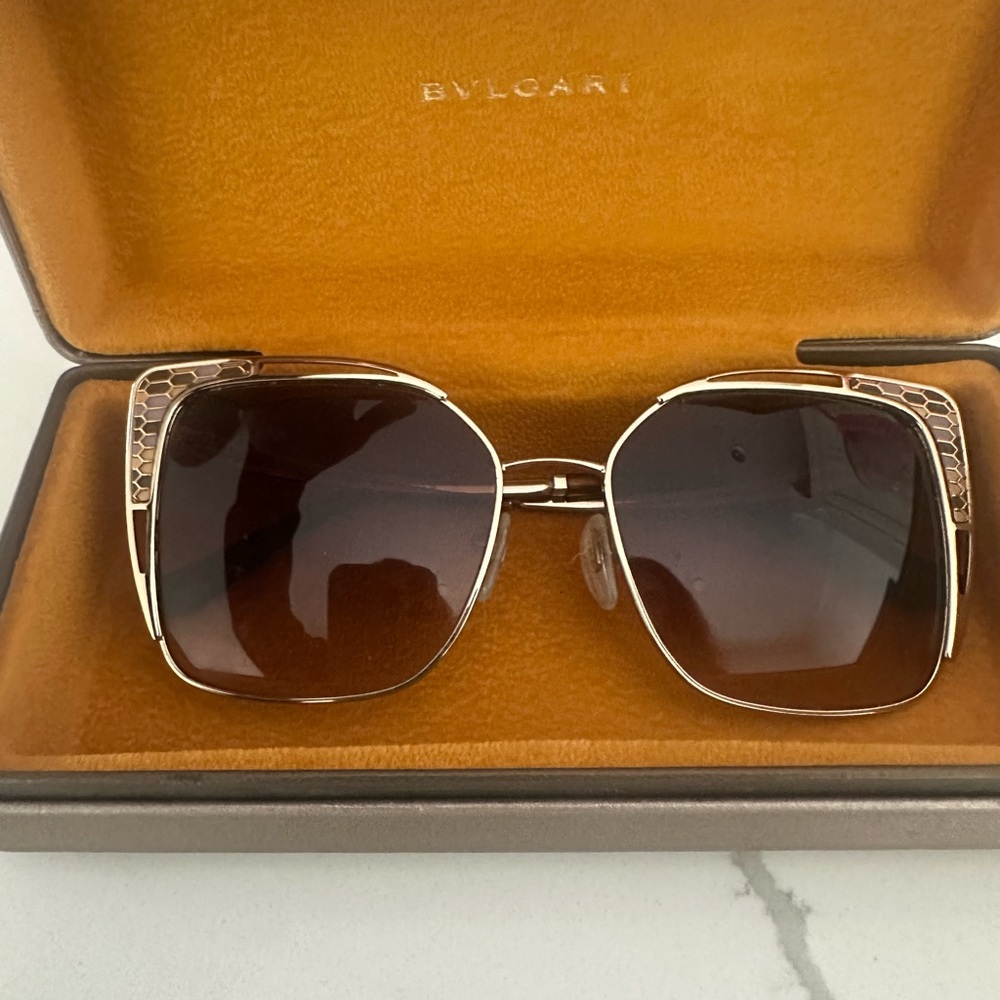 Bulgari Brown Sunglasses with Gold Accents
